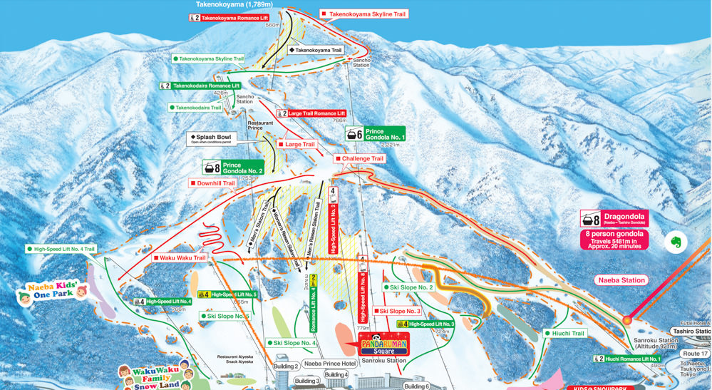 苗場滑雪場地圖 雪道分佈